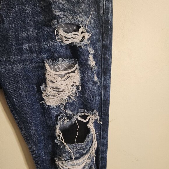 C J Black Skinny Flex Premium Denim Destroyed Distressed Jeans Size 34x32 - Picture 6 of 12